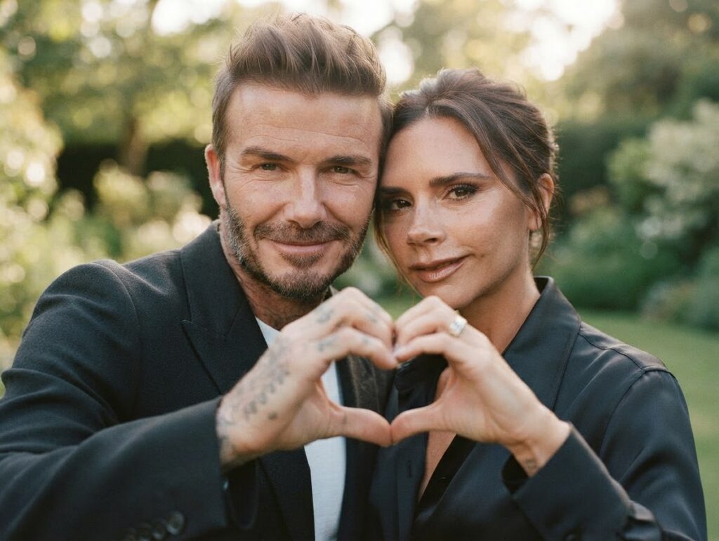 Couple Selfie with Hand Heart