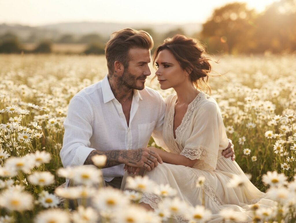 Romantic Couple Portrait Among Daisies