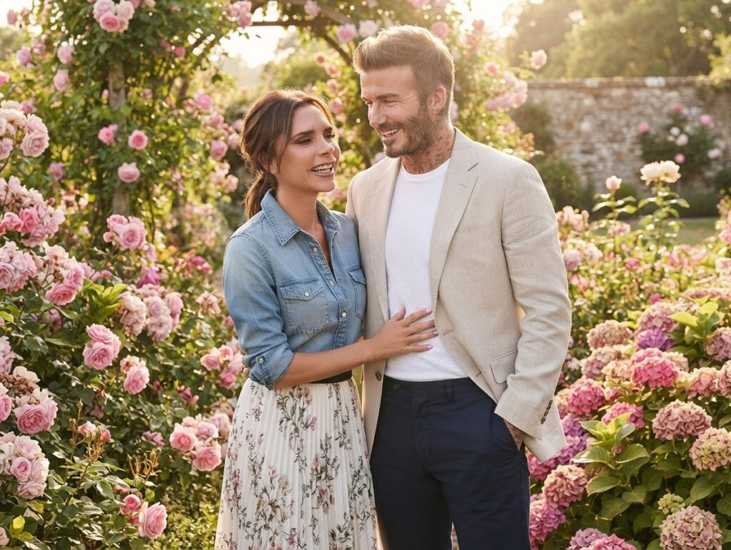 Young Couple in Pink Flowers